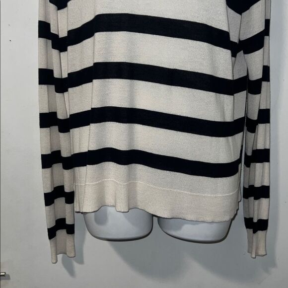 ZARA Ivory Black Striped Lightweight Pullover Sweater-M - Picture 4 of 10